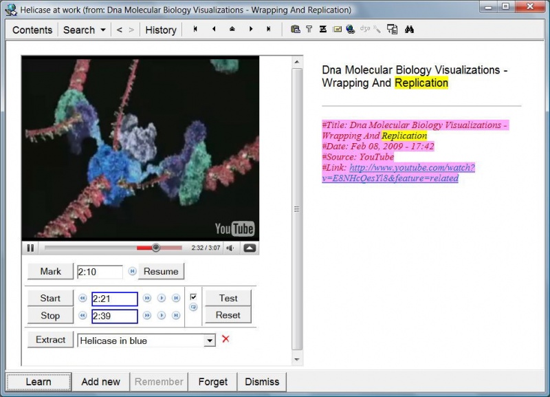 SuperMemo: Incremental video in action - Incremental learning about DNA wrapping and replication based on a video imported from YouTube
