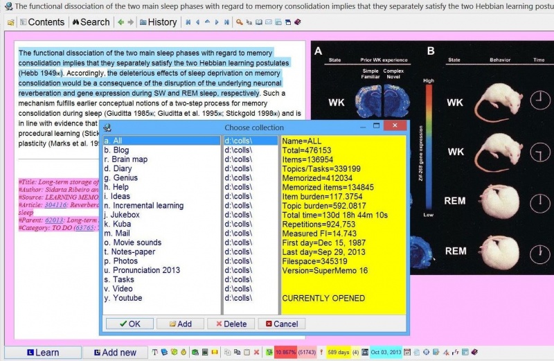 SuperMemo: Collection chooser helps you quickly access your most frequently used collections