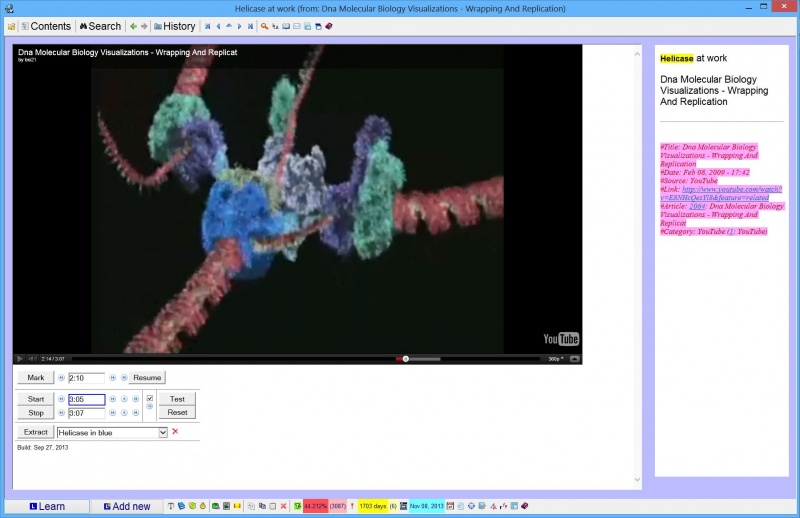 SuperMemo: Incremental video in action - Incremental learning about DNA wrapping and replication based on a video imported from YouTube