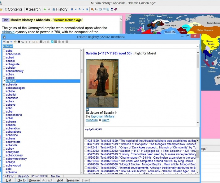 SuperMemo: Lexicon registry which you can use to find a word in your collection as well as all texts and elements that use this word