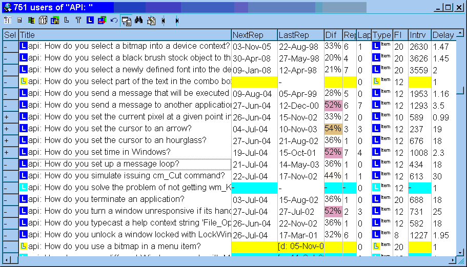 Subset Browser in SuperMemo - Windows API